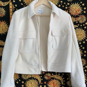 Cropped White Suede Jacket